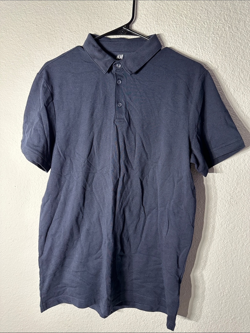 Brand New H&M Men's Dark Navy Blue Polo - Short Sleeve Button Placket